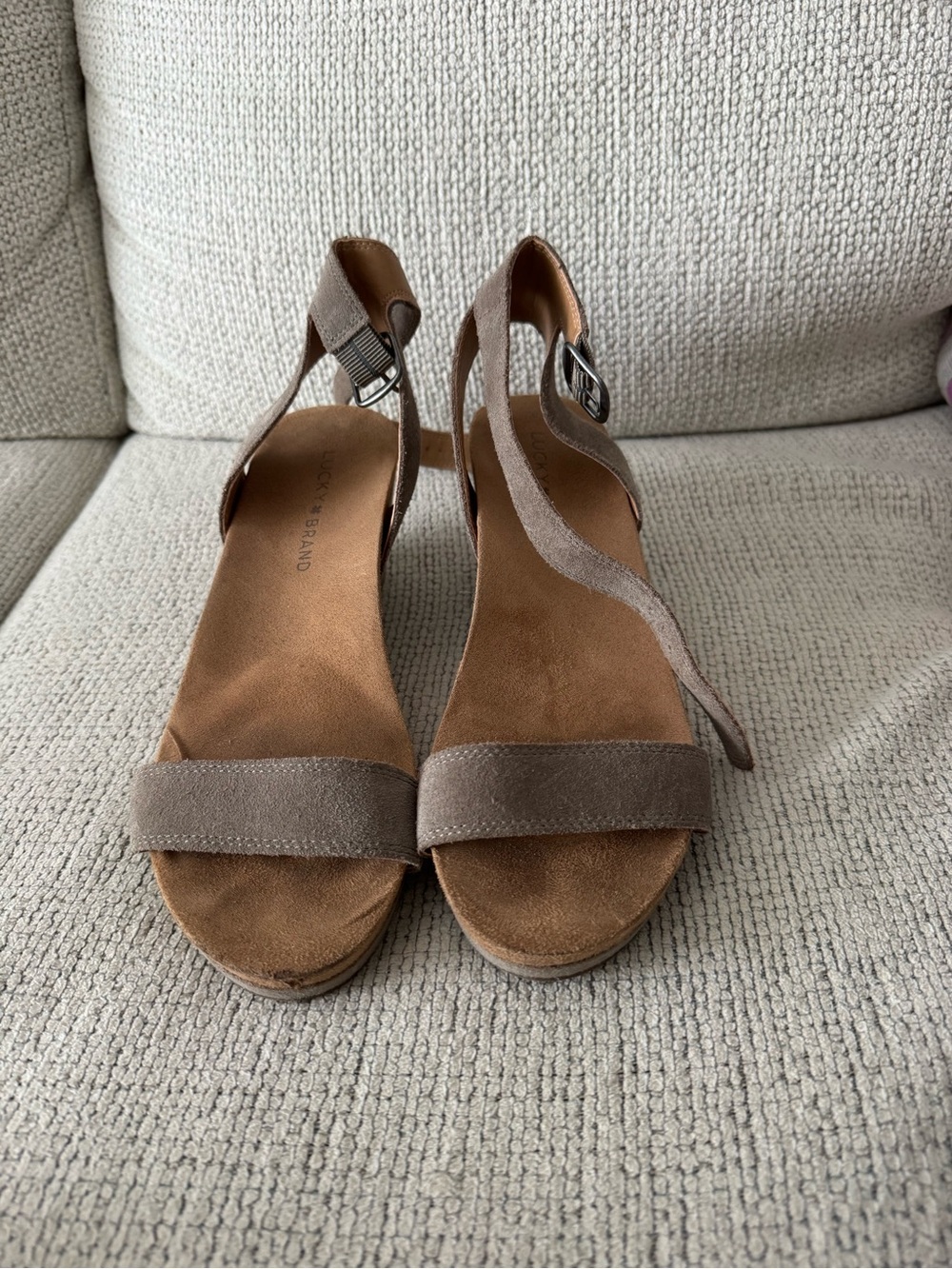Lucky Brand Taupe Suede Slingback Sandals - Women
